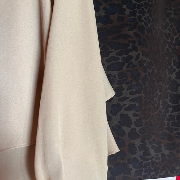 Zara cream tan long sleeve double layer bell hem blouse - Picture 7 of 8